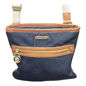 Michael Kors Small Black Brown Crossbody Bag Purse Pocketbook Gold Accents READ